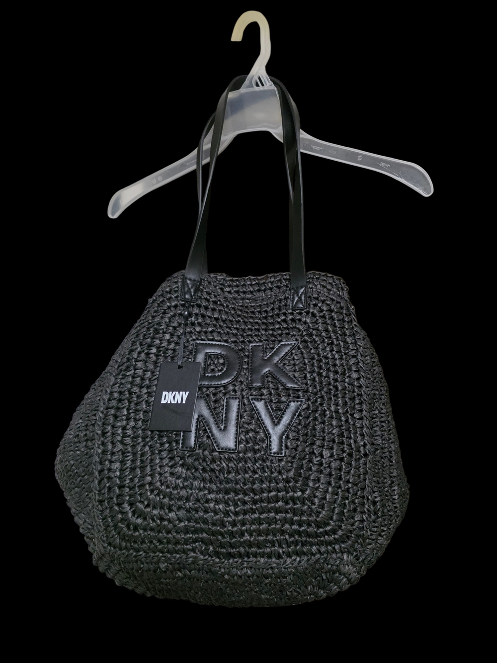 DKNY Black Woven Tote Bag/Purse with Logo